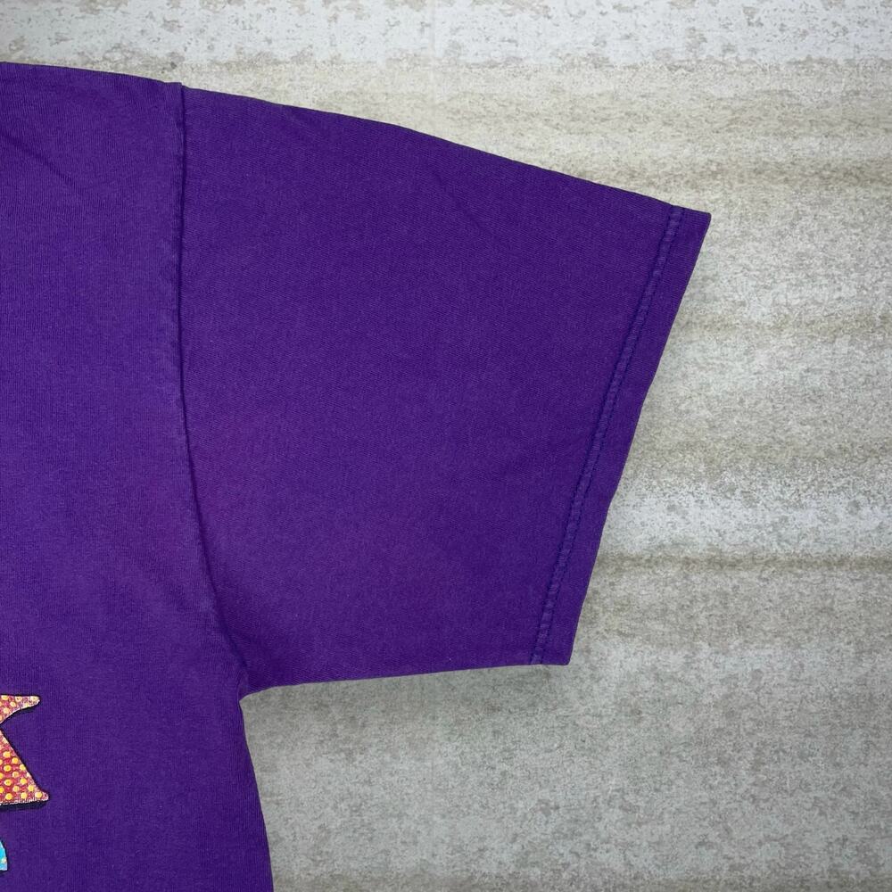 Vintage 90s Disney Shirt Mens M Purple Mickey Mouse Cotton Short Sleeve - Picture 3 of 5